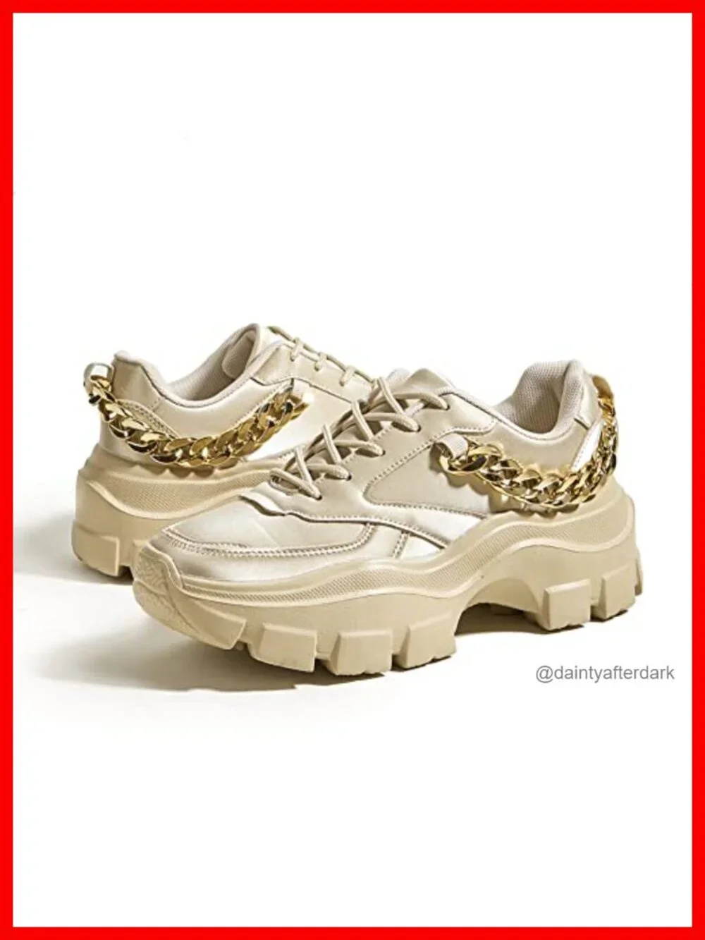 Chunky Platform Dad Sneakers Lace-Up Walking Shoes Lightweight PU